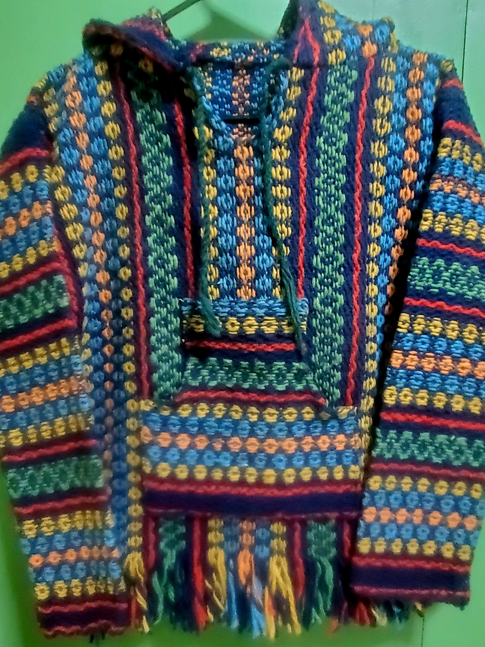 Vintage Handcrafted Multicolor Unisex Baja Hoodie Sweater
